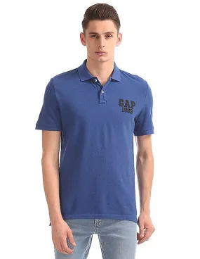 GAP Men Blue Pique Logo Polo