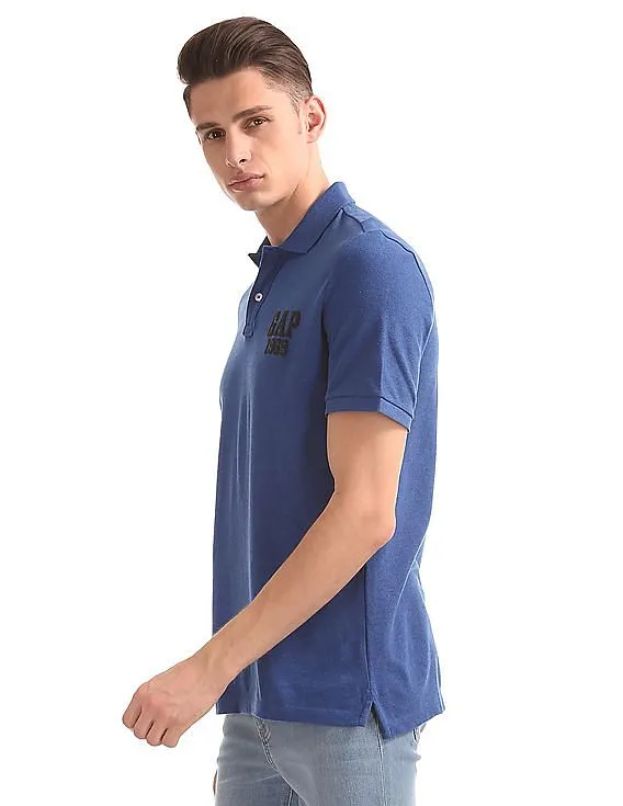 GAP Men Blue Pique Logo Polo