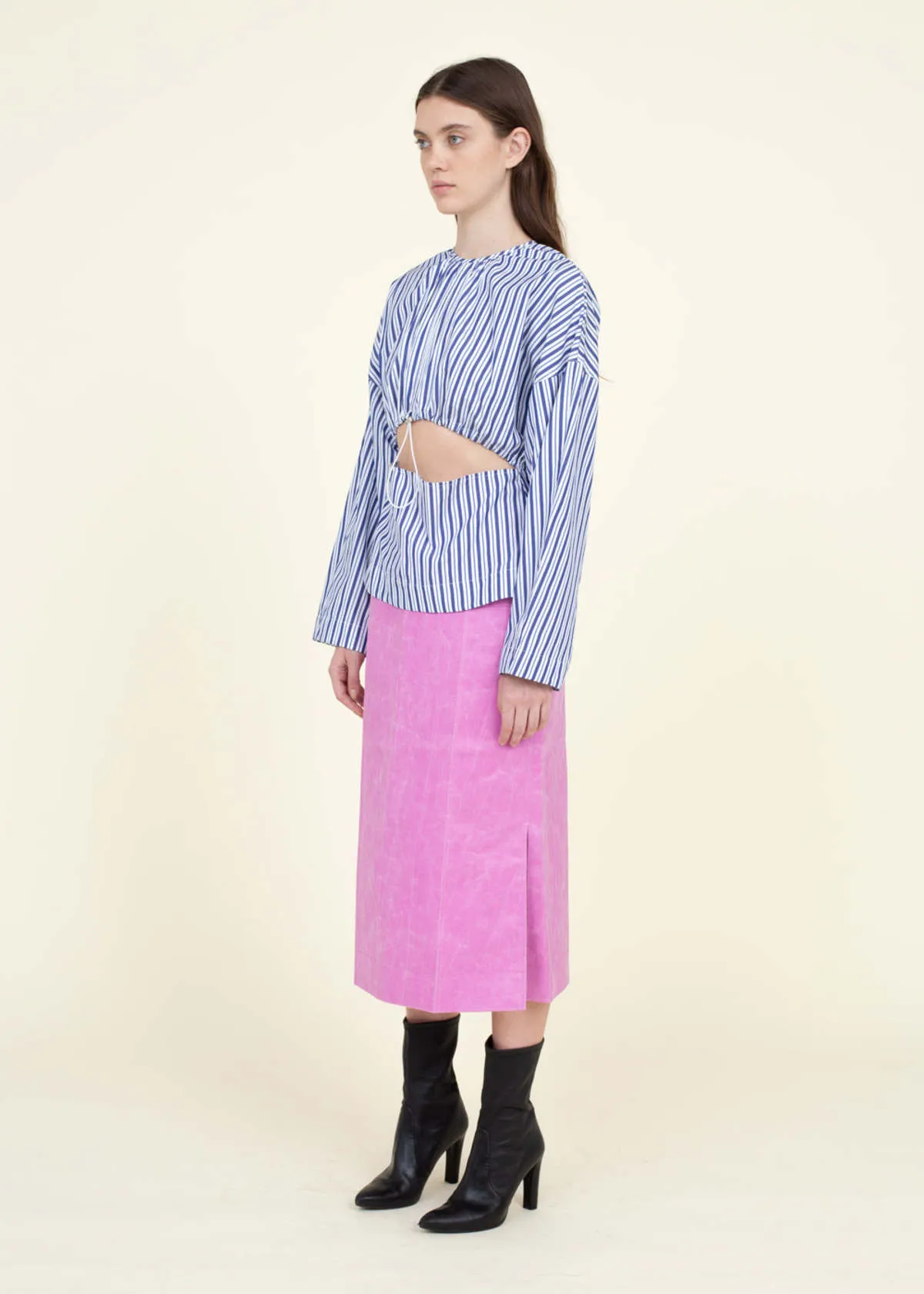 Gathered Front Tunic - Blue Stripe