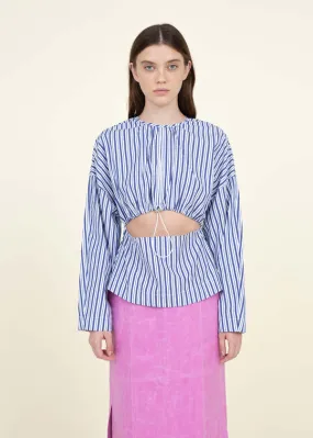 Gathered Front Tunic - Blue Stripe