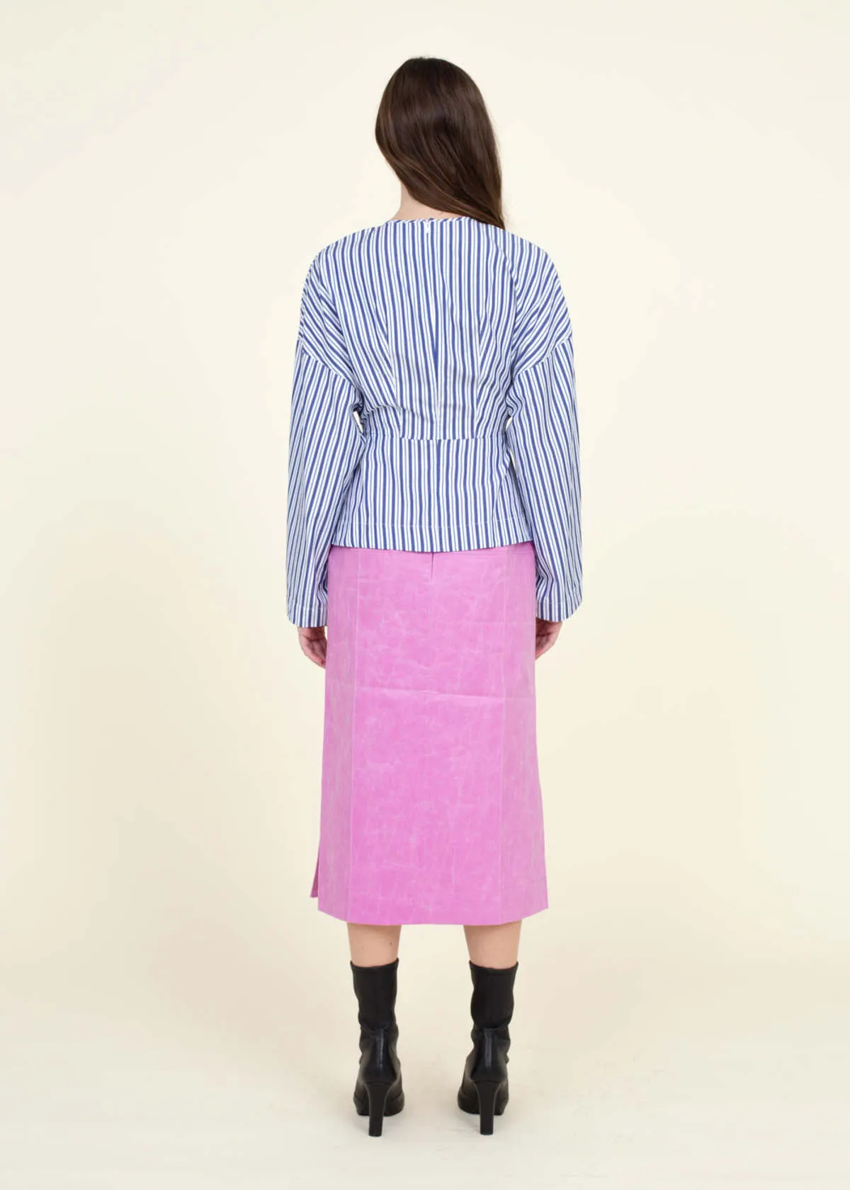 Gathered Front Tunic - Blue Stripe