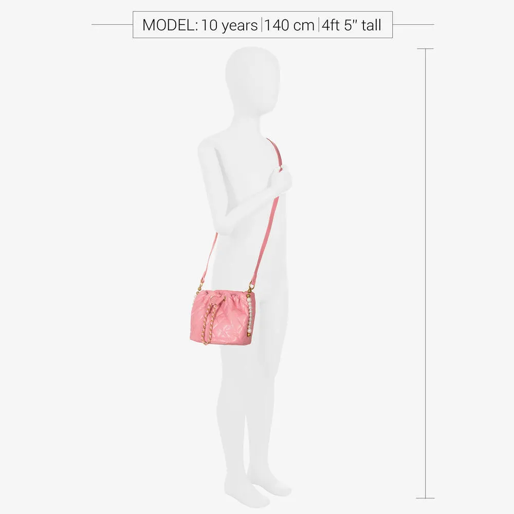 Girls Pink Faux Leather Shoulder Bag (25cm)