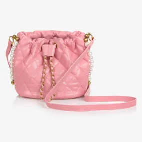 Girls Pink Faux Leather Shoulder Bag (25cm)