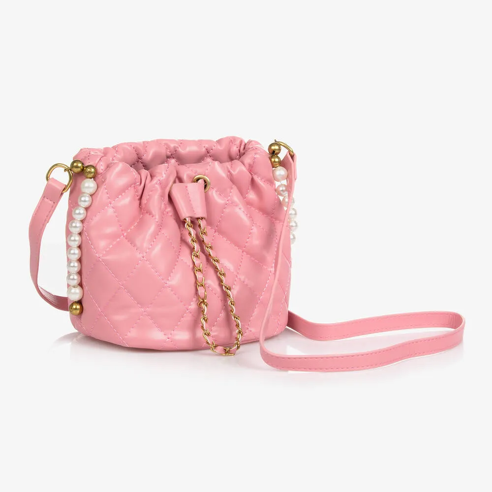 Girls Pink Faux Leather Shoulder Bag (25cm)