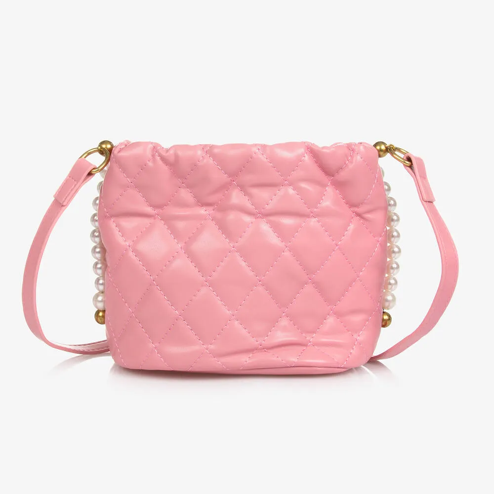 Girls Pink Faux Leather Shoulder Bag (25cm)