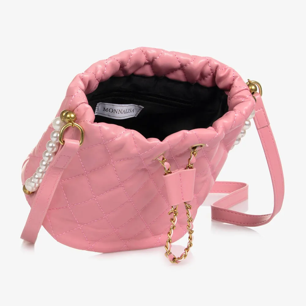 Girls Pink Faux Leather Shoulder Bag (25cm)