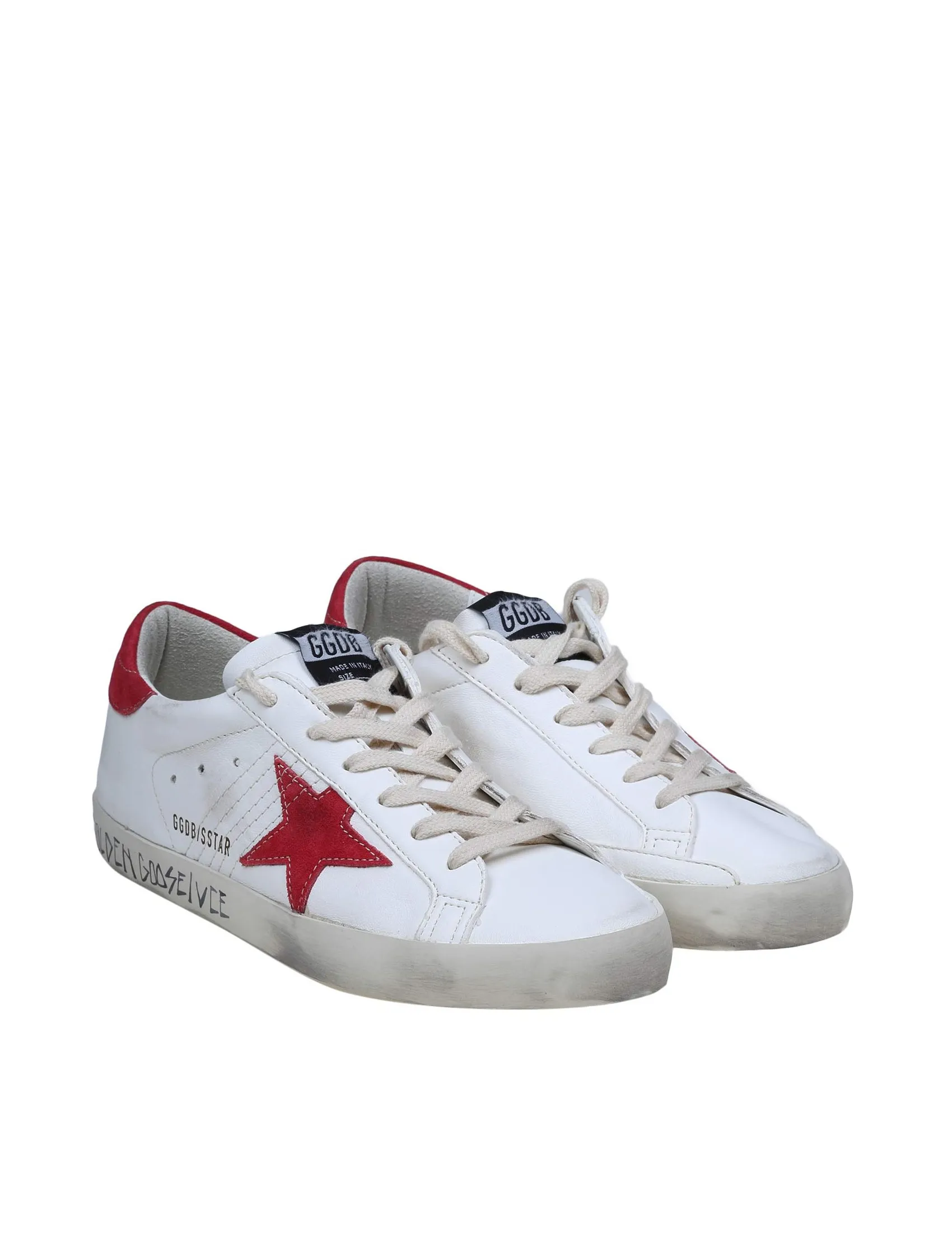 GOLDEN GOOSE SUPER STAR CREAM AND FUCHSIA LEATHER SNEAKERS