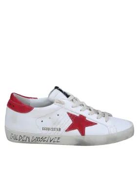 GOLDEN GOOSE SUPER STAR CREAM AND FUCHSIA LEATHER SNEAKERS