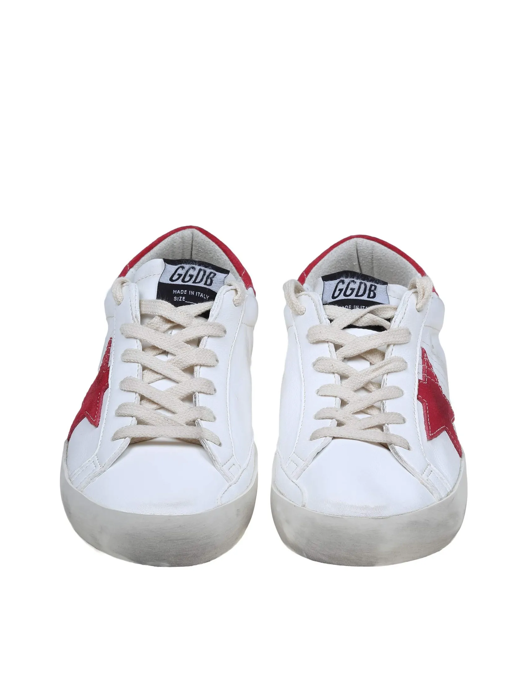 GOLDEN GOOSE SUPER STAR CREAM AND FUCHSIA LEATHER SNEAKERS