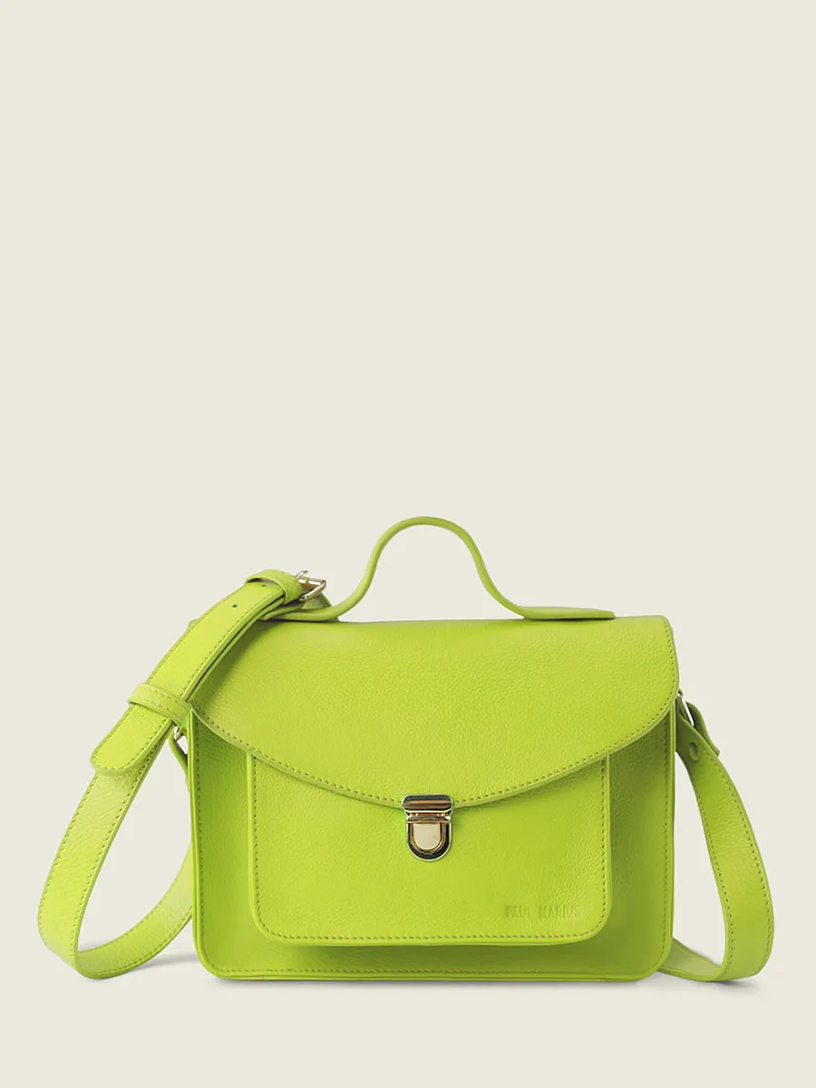 Green Leather Cross-body Bag for Women - Mademoiselle George Sorbet Apple | PAUL MARIUS