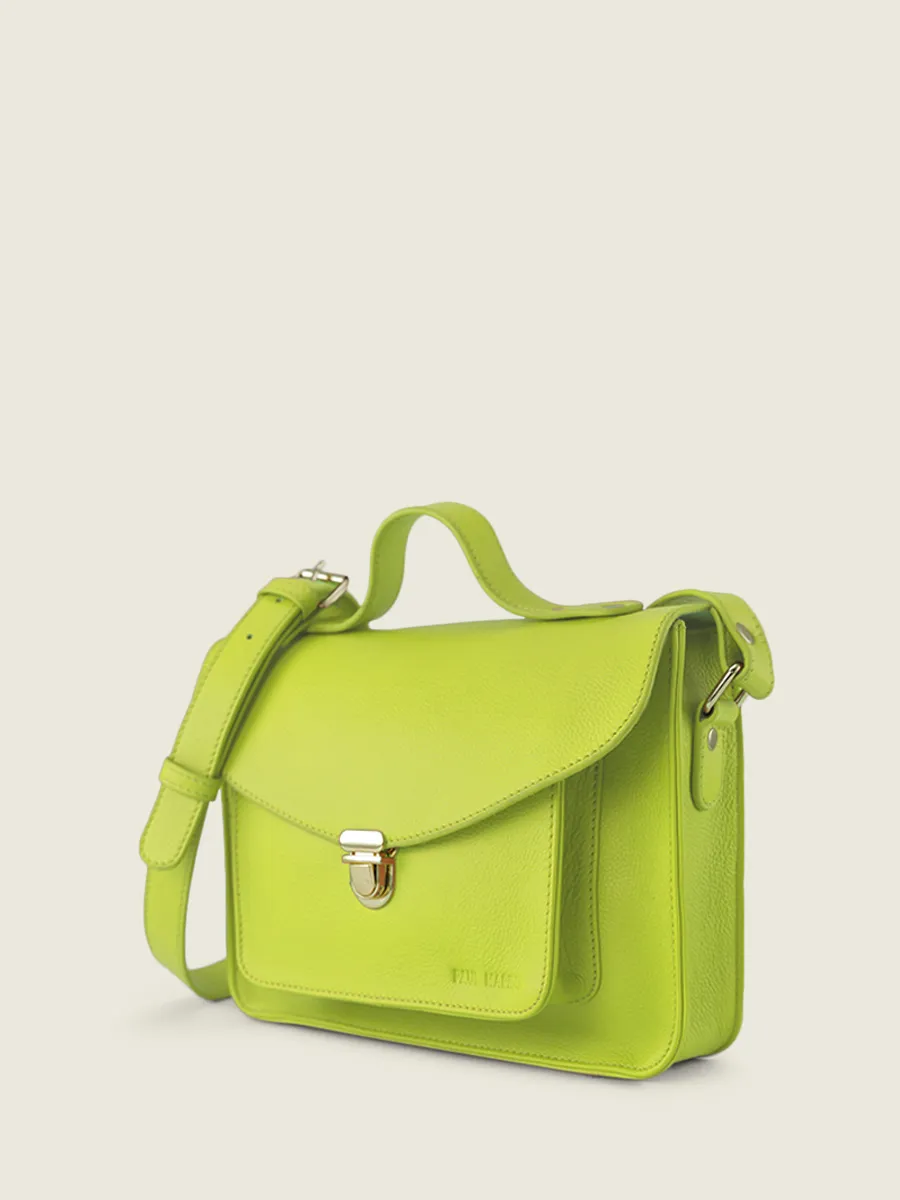 Green Leather Cross-body Bag for Women - Mademoiselle George Sorbet Apple | PAUL MARIUS