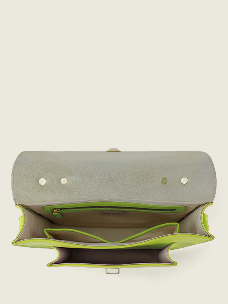 Green Leather Cross-body Bag for Women - Mademoiselle George Sorbet Apple | PAUL MARIUS