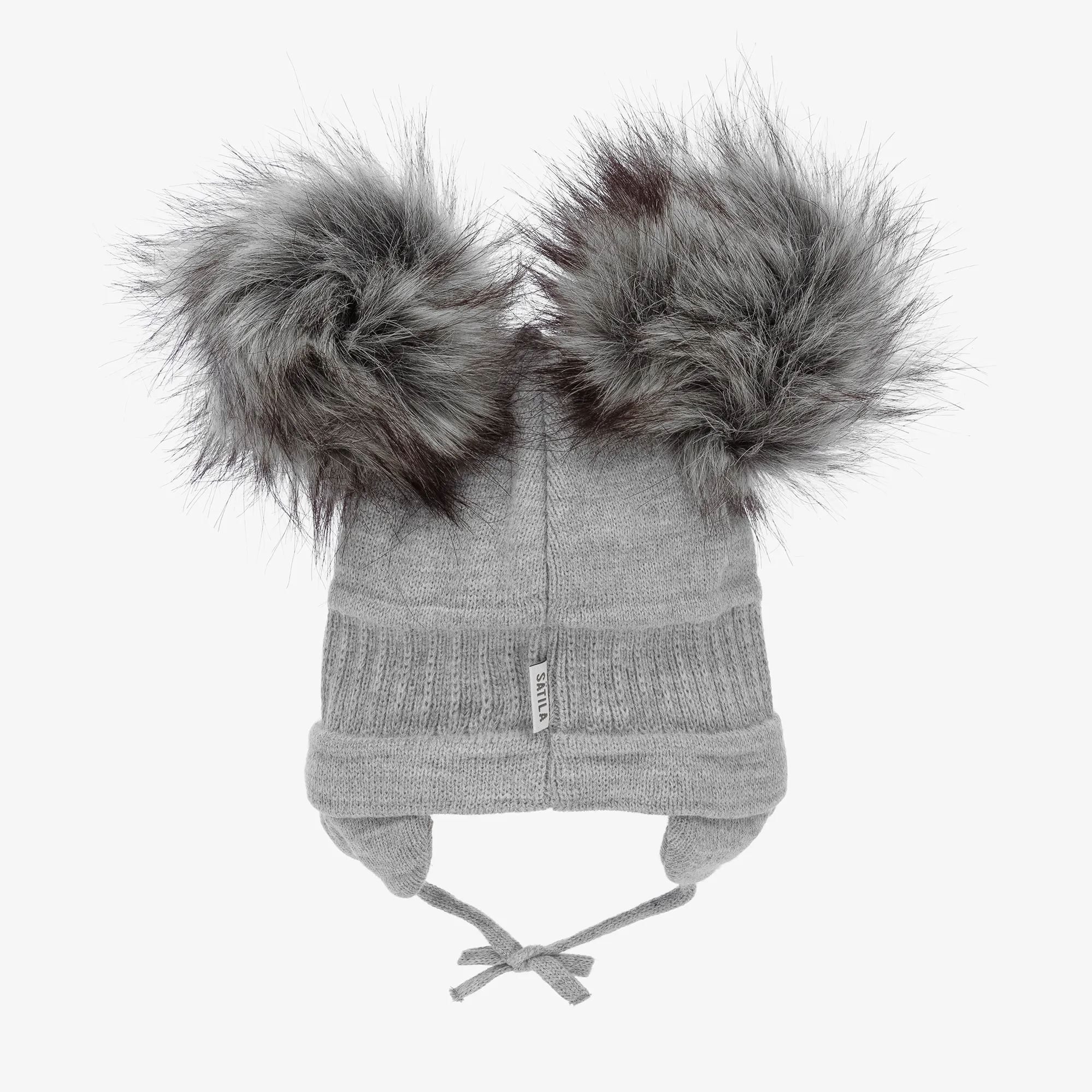 Grey Tindra Double Pom-Pom Hat