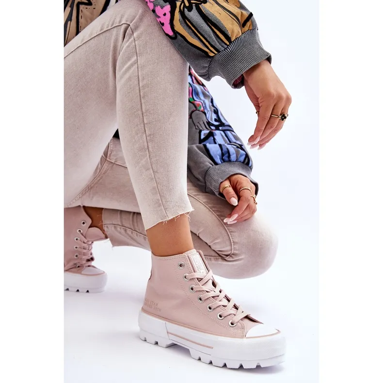 High Textile Platform Sneakers Big Star LL274157 Nude pink