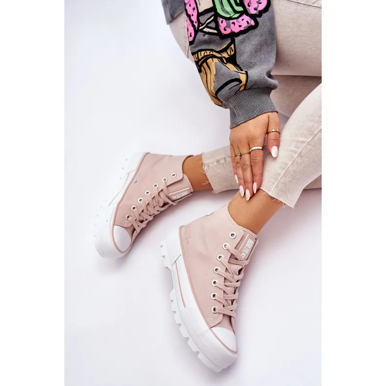 High Textile Platform Sneakers Big Star LL274157 Nude pink