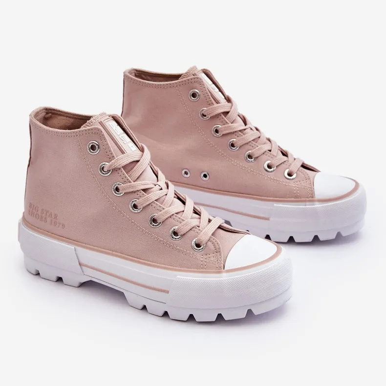 High Textile Platform Sneakers Big Star LL274157 Nude pink