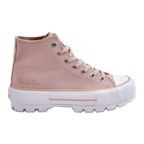 High Textile Platform Sneakers Big Star LL274157 Nude pink