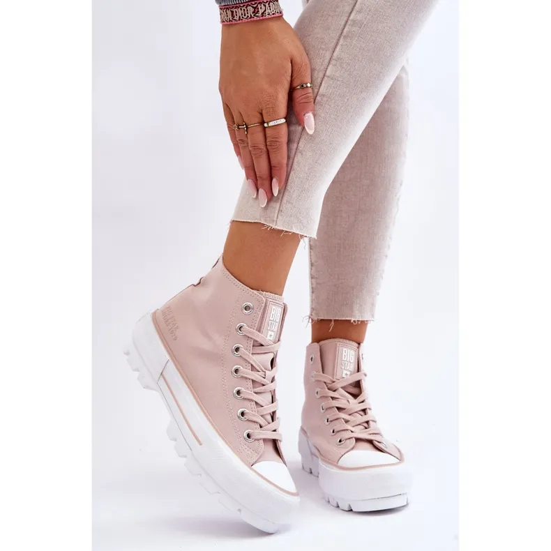 High Textile Platform Sneakers Big Star LL274157 Nude pink