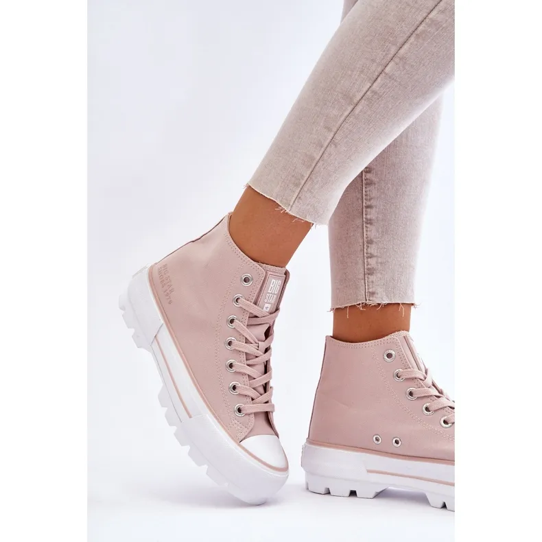 High Textile Platform Sneakers Big Star LL274157 Nude pink