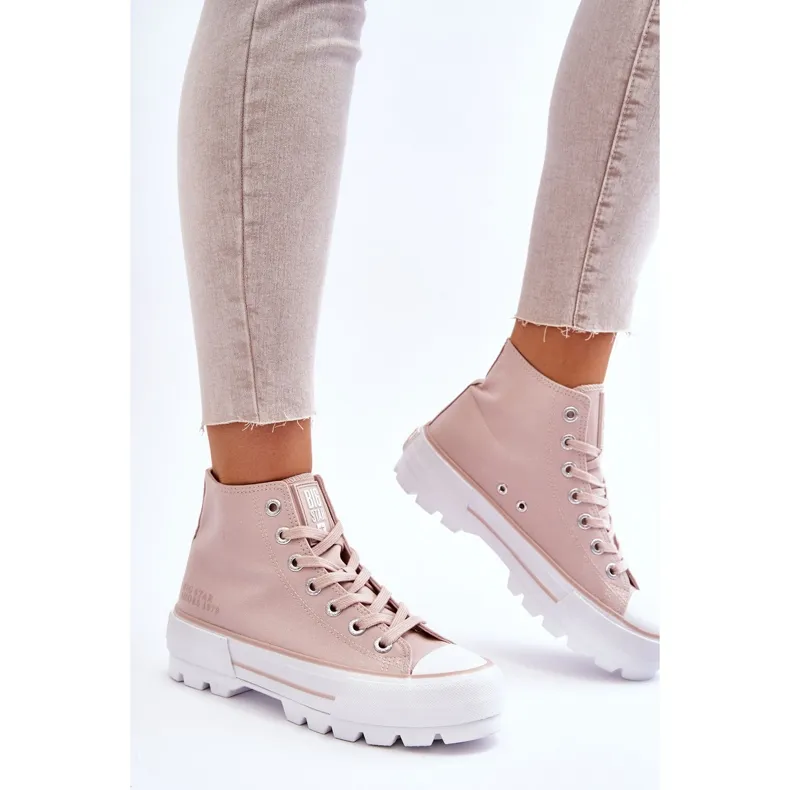 High Textile Platform Sneakers Big Star LL274157 Nude pink