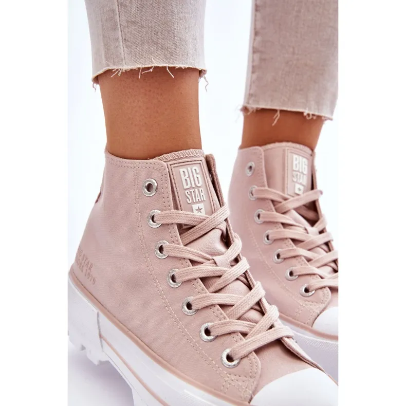 High Textile Platform Sneakers Big Star LL274157 Nude pink