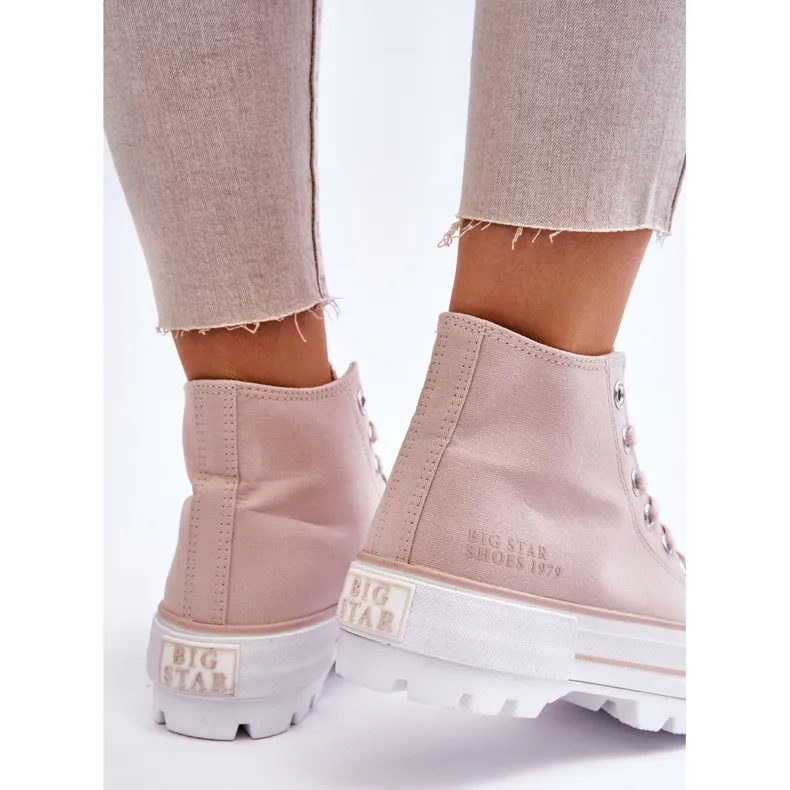 High Textile Platform Sneakers Big Star LL274157 Nude pink