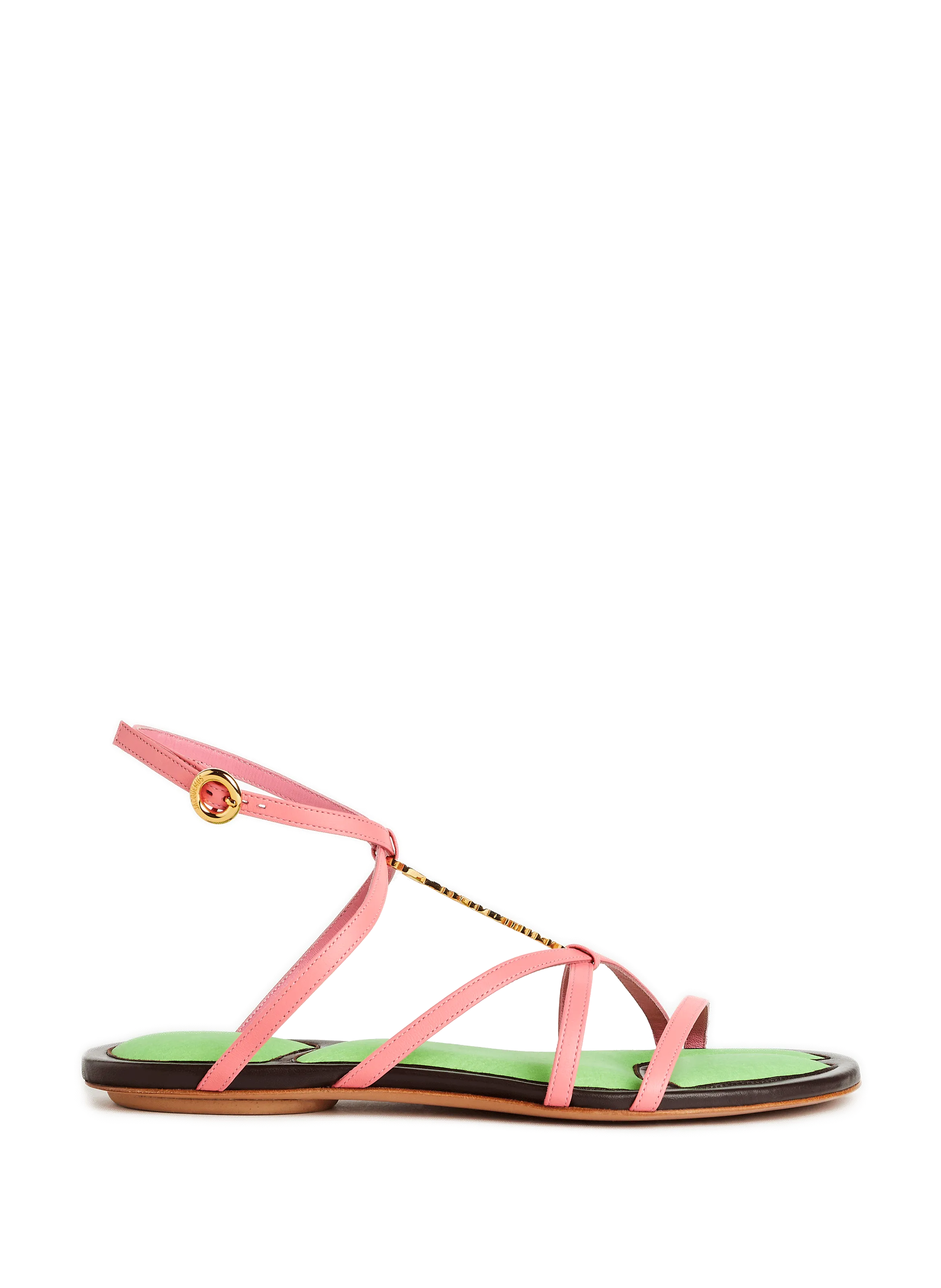 JACQUEMUS  Les Sandales Pralu flat leather sandals - Pink