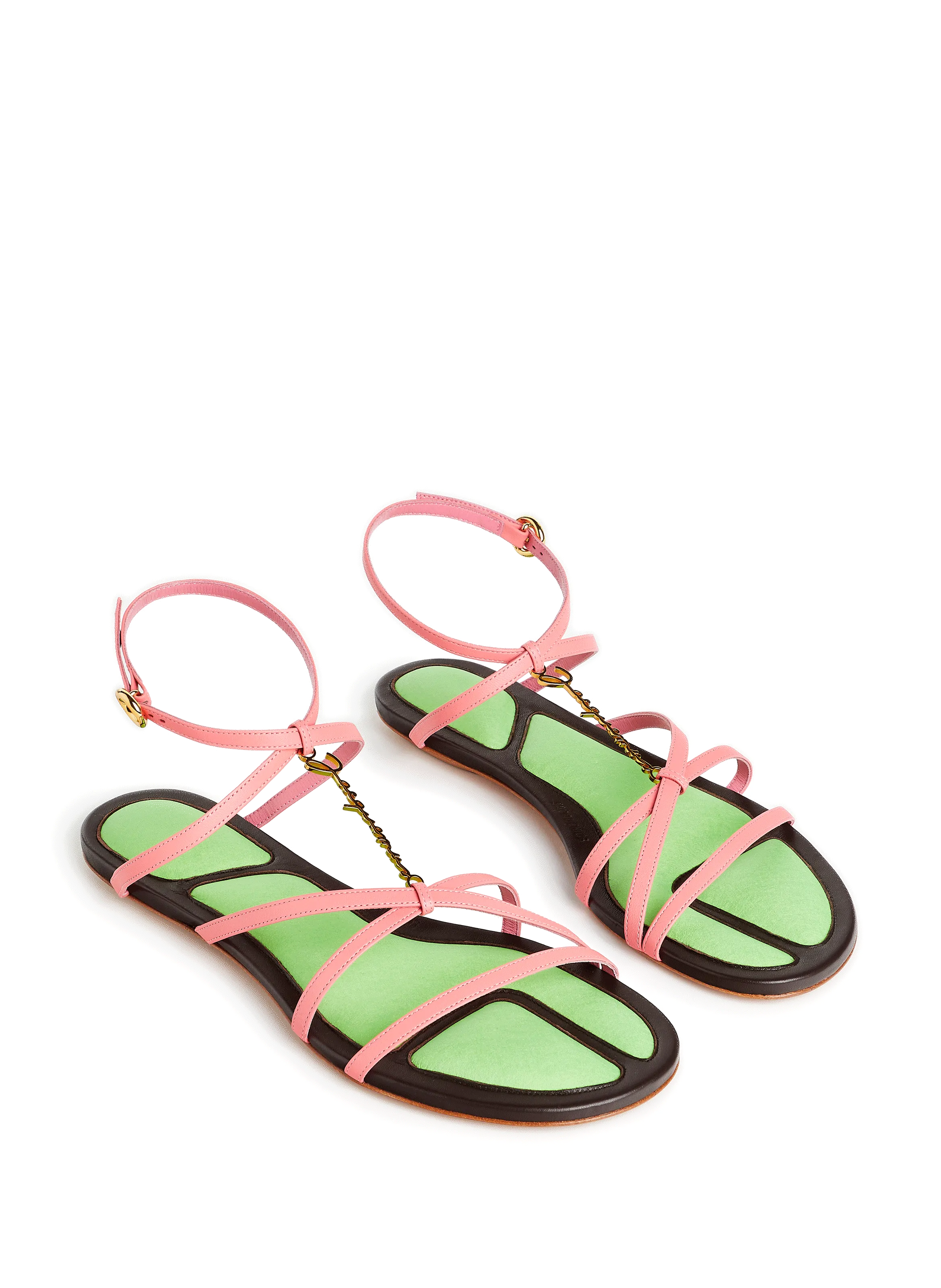 JACQUEMUS  Les Sandales Pralu flat leather sandals - Pink