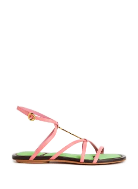 JACQUEMUS  Les Sandales Pralu flat leather sandals - Pink