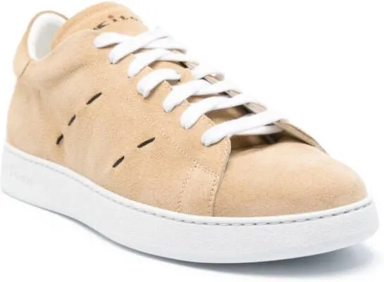 Kiton logo-print suede sneakers Neutrals