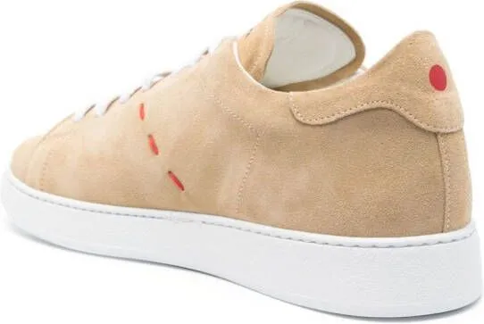 Kiton logo-print suede sneakers Neutrals