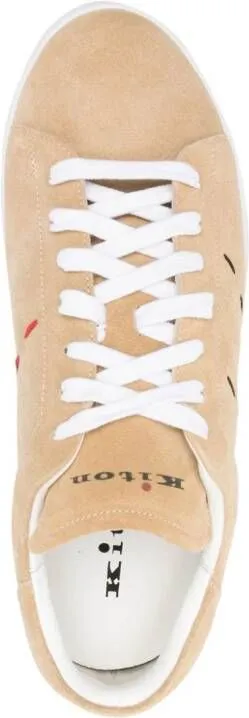 Kiton logo-print suede sneakers Neutrals