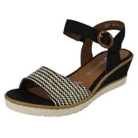 Ladies Remonte Buckle Detailed Wedge Heeled Sandals R6258