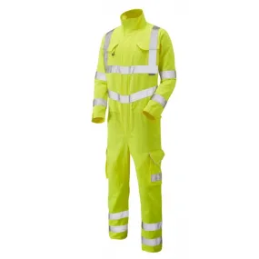 Leo Workwear CV01 Molland Polycotton Hi-Vis Yellow Coveralls