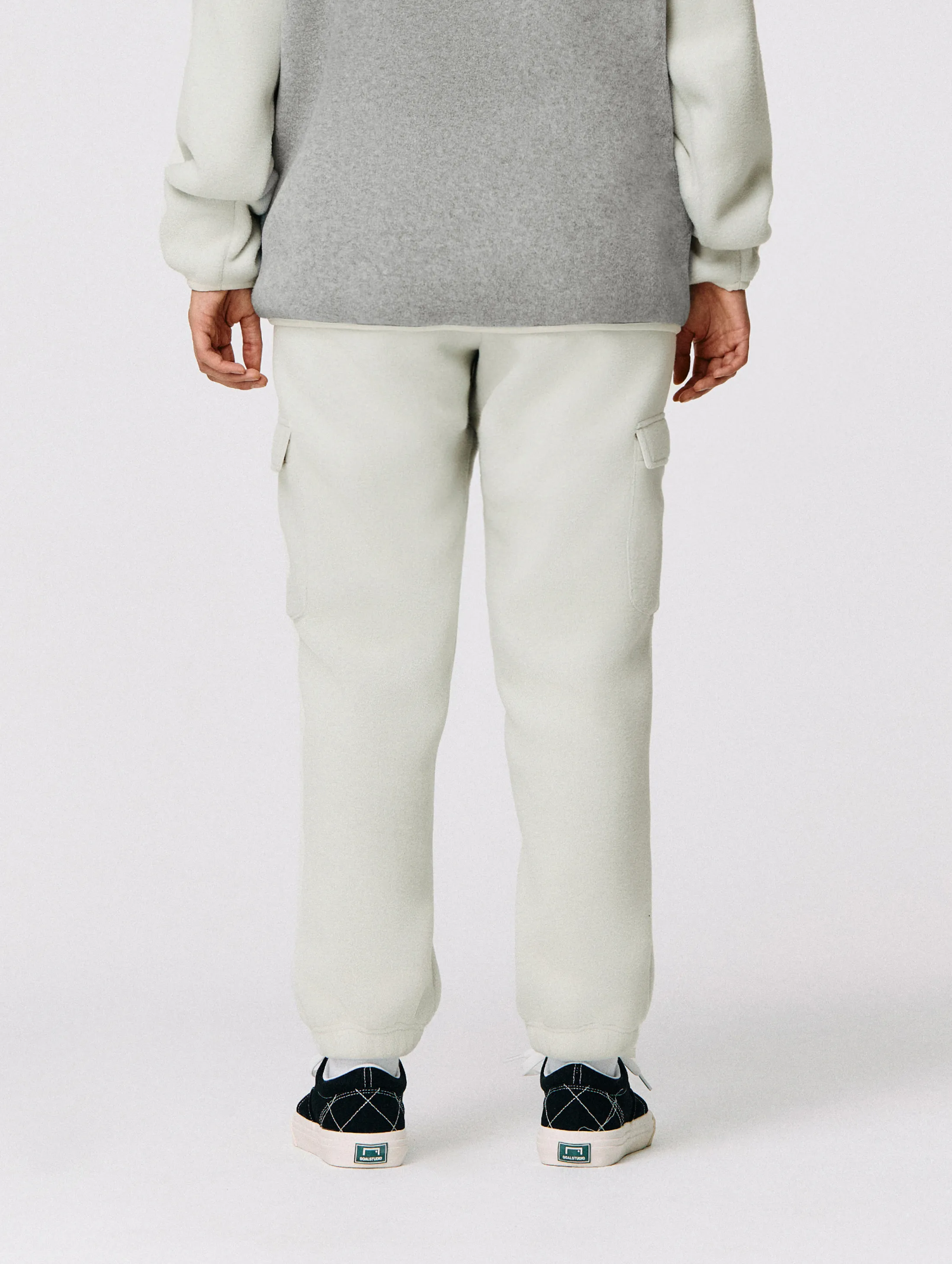 LOGO TAPE FLEECE CARGO JOGGER-IVORY