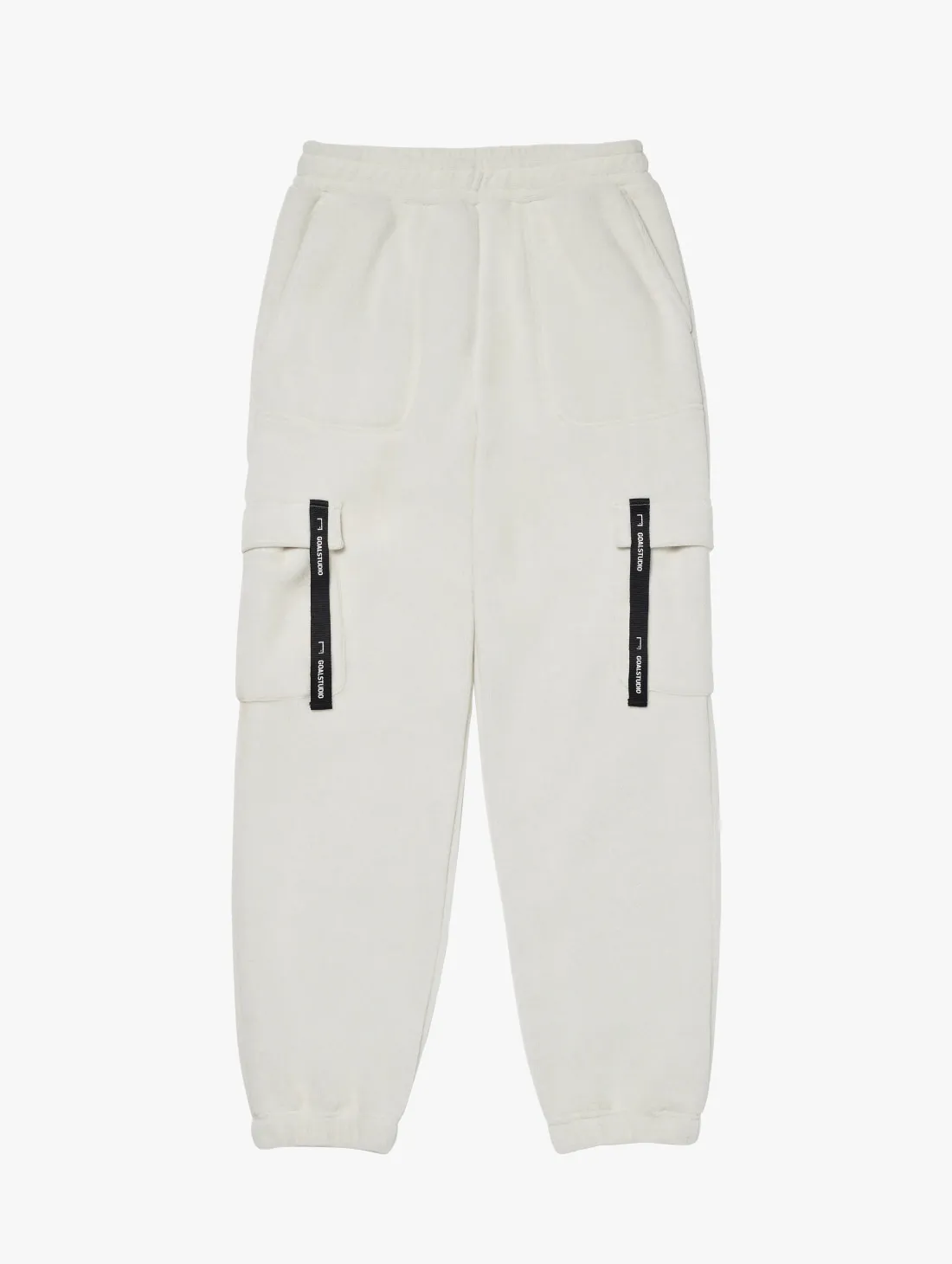 LOGO TAPE FLEECE CARGO JOGGER-IVORY