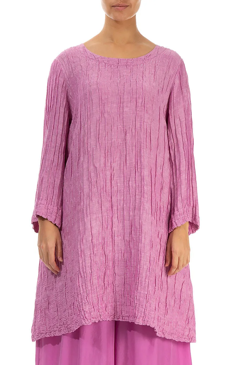 Loose Crinkled Wild Berry Silk Tunic