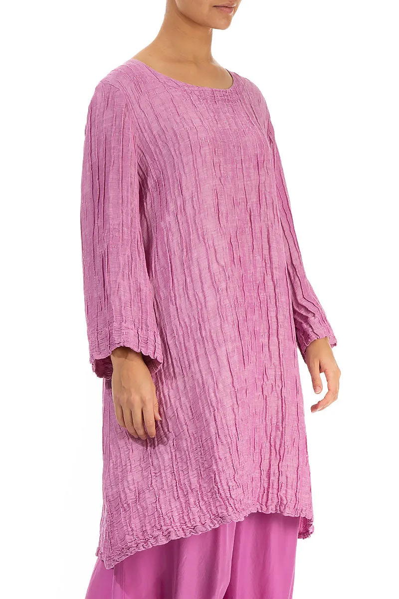 Loose Crinkled Wild Berry Silk Tunic