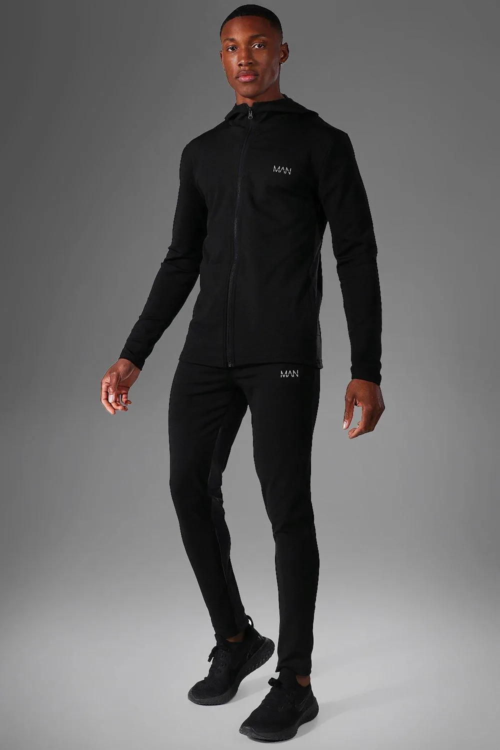 Man Active Gym Skinny Fit Panelled Tracksuit