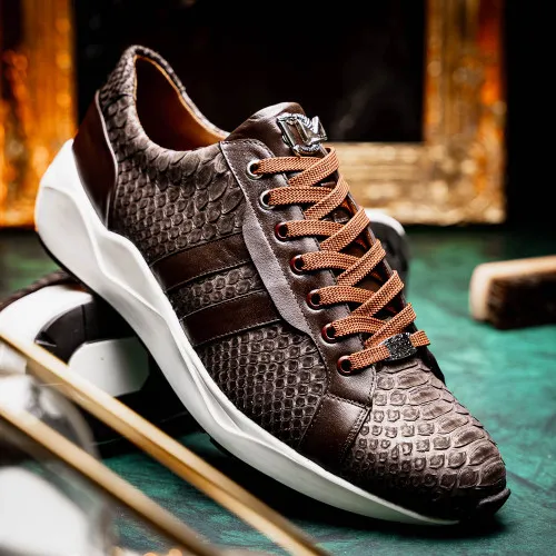 Marco Di Milano Verona Brown Python & Calfskin Sneakers