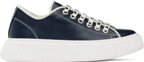 Marni Kids Navy Logo Lace Sneakers