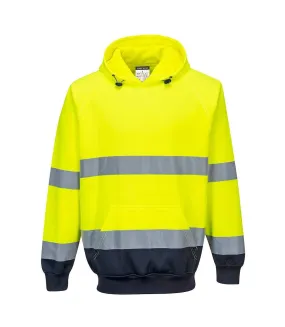 Mens b316 contrast hi-vis hoodie yellow/navy Portwest