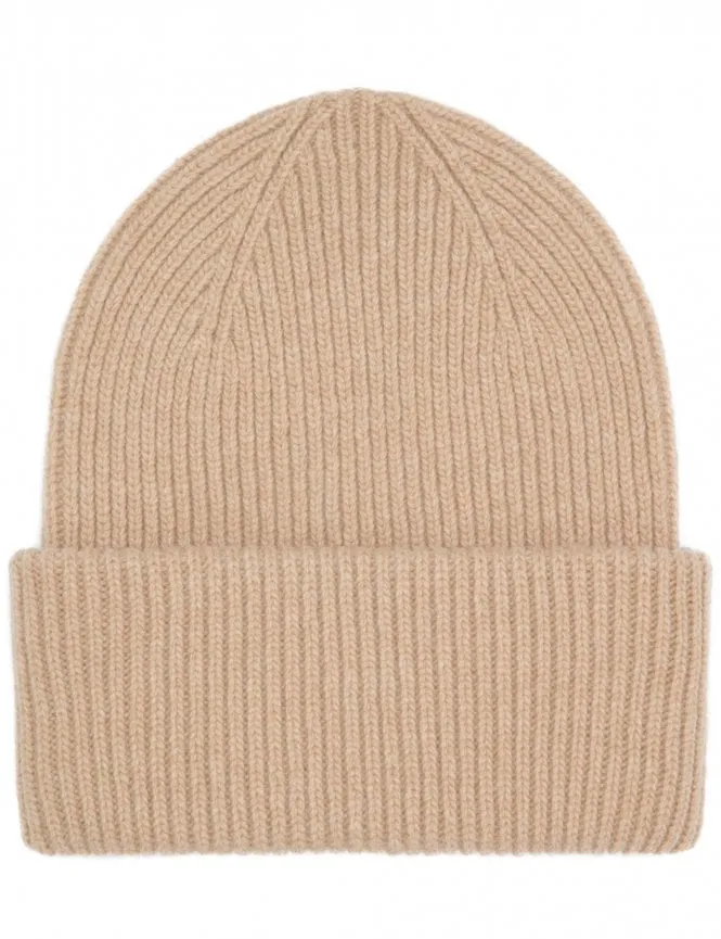 Merino Wool Chunky Beanie Hat - Honey Beige