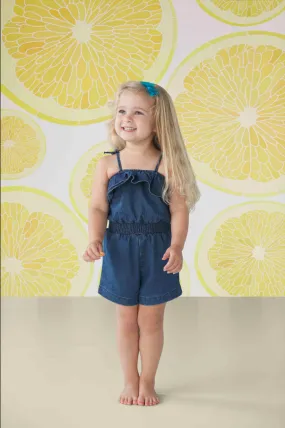 Mudpie Toddler Ruffle Denim Romper