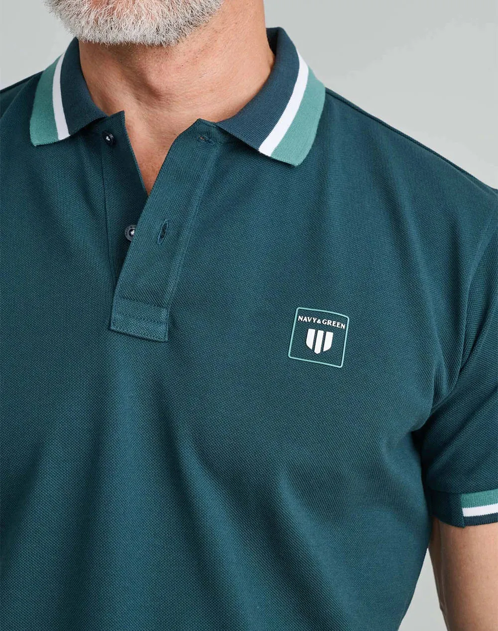 NAVY&GREEN POLO SHIRT-CUSTOM FIT