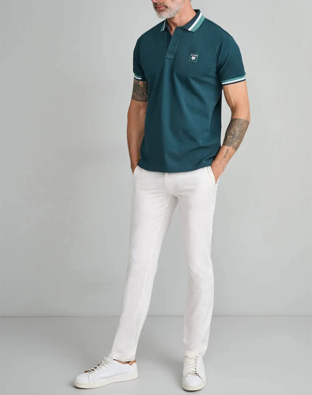 NAVY&GREEN POLO SHIRT-CUSTOM FIT