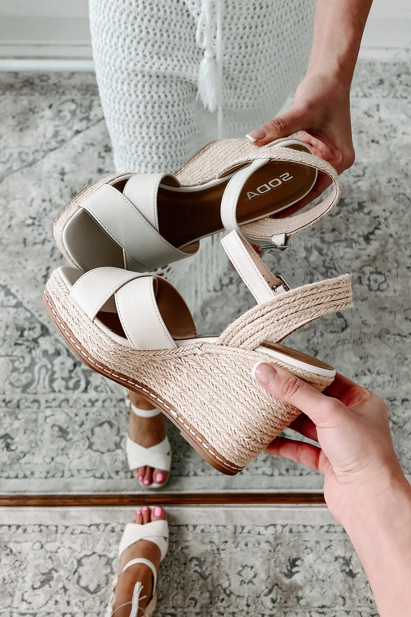 Near & Dear Espadrille Wedge Sandals (Bone)