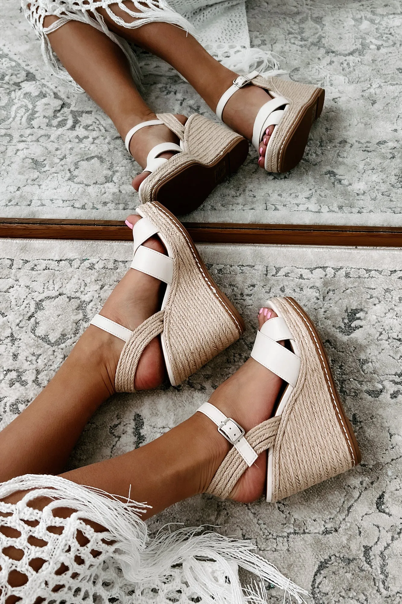 Near & Dear Espadrille Wedge Sandals (Bone)