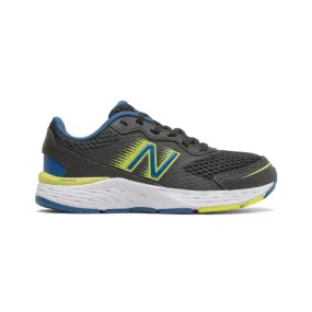 New Balance Kid's Bungee Lace 680v6 - Black / Oxygen Blue / Sulphur Yellow