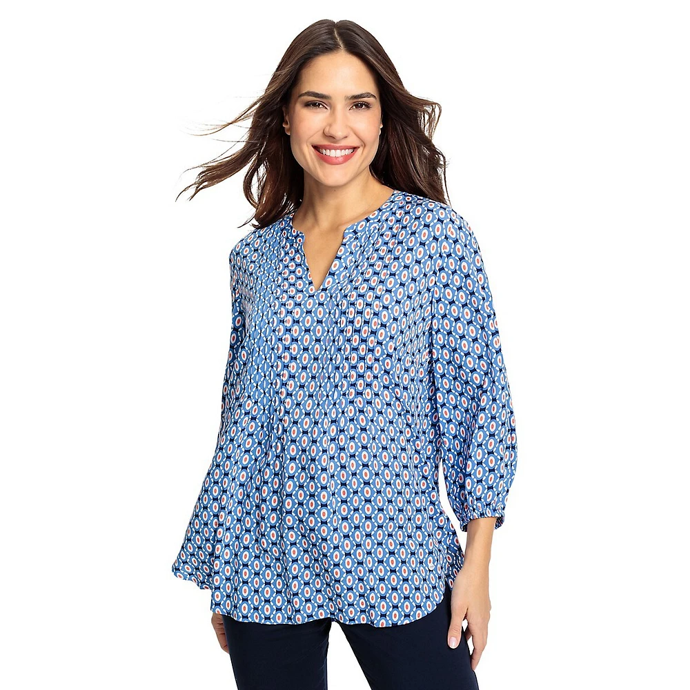 Olsen Printed Viscose Splitneck Tunic Blouse